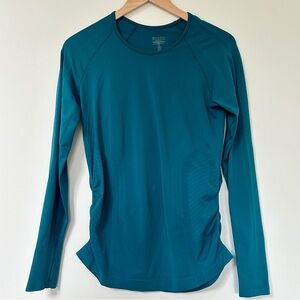 Athleta Teal Fitted Long Sleeve Workout Top